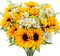 5 Bunches Artificial Sunflowers Bouquets, Fake Silk Sunflower with Faux Daisy (Orange) 11.8"D x 11.8"W x 12.2"H